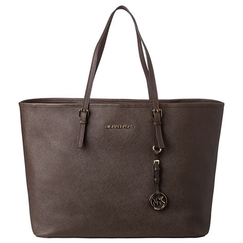 michael kors dark brown leather tote|michael kors large black tote.